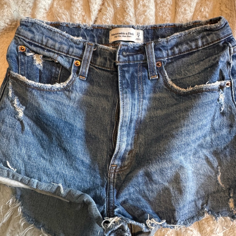 Abercrombie & Fitch High Rise Blue Denim Shorts